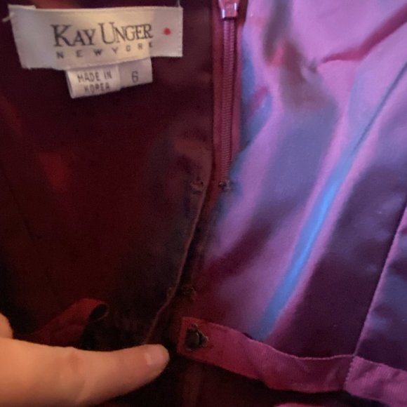 Kay Unger | Red Velvety Strapless Dress | 6 - Picture 2 of 11